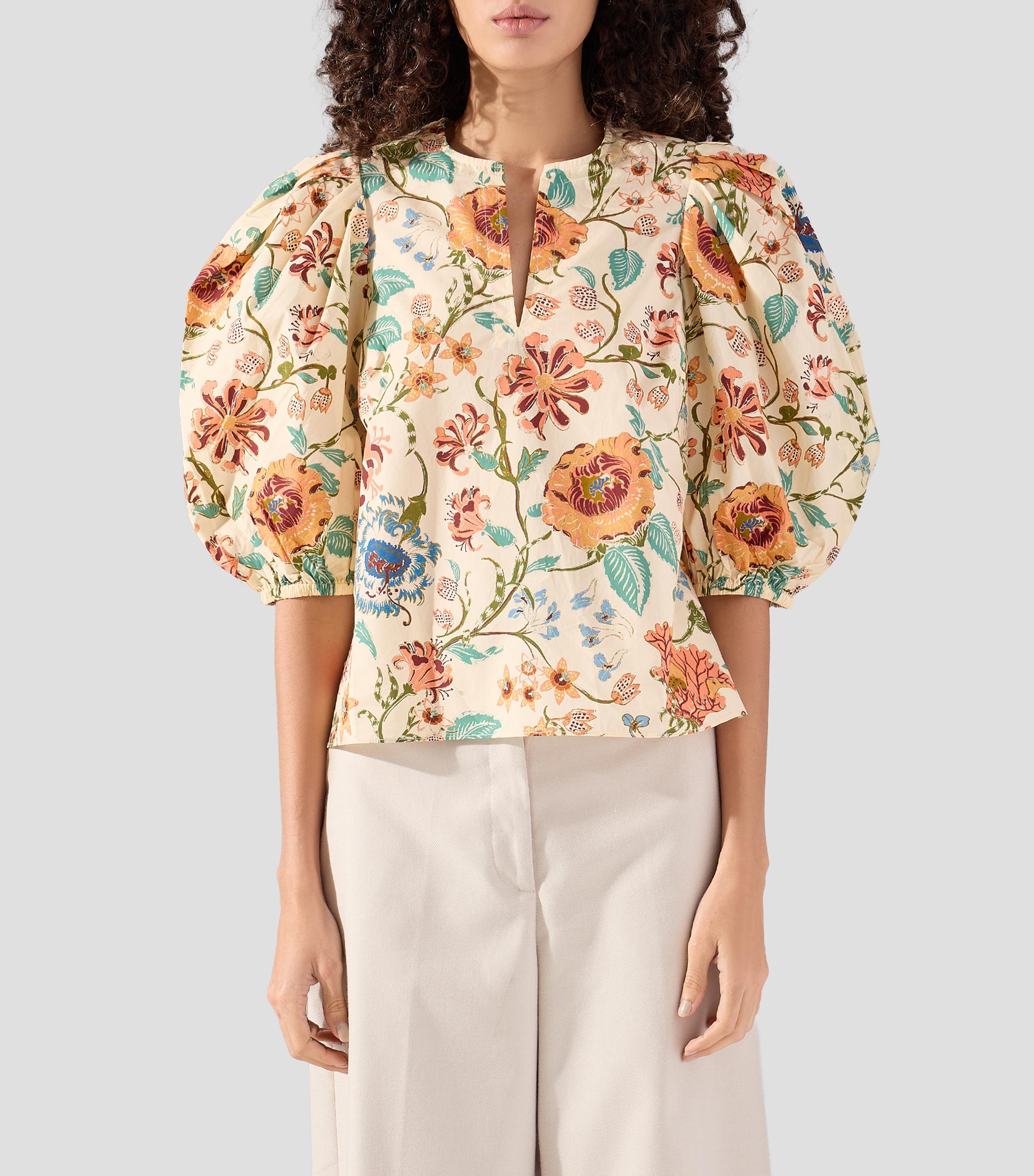 Blusa estampada manga 3/4 Mujer